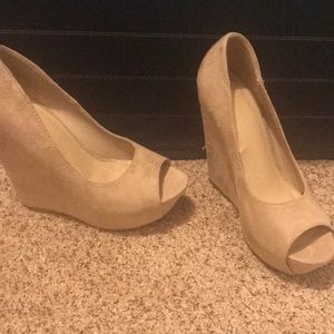 I Heart D Beige Open Toe Wedge